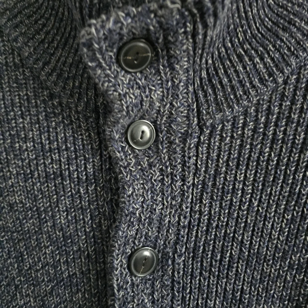 J Crew Marled cotton mockneck cardigan sweater Large